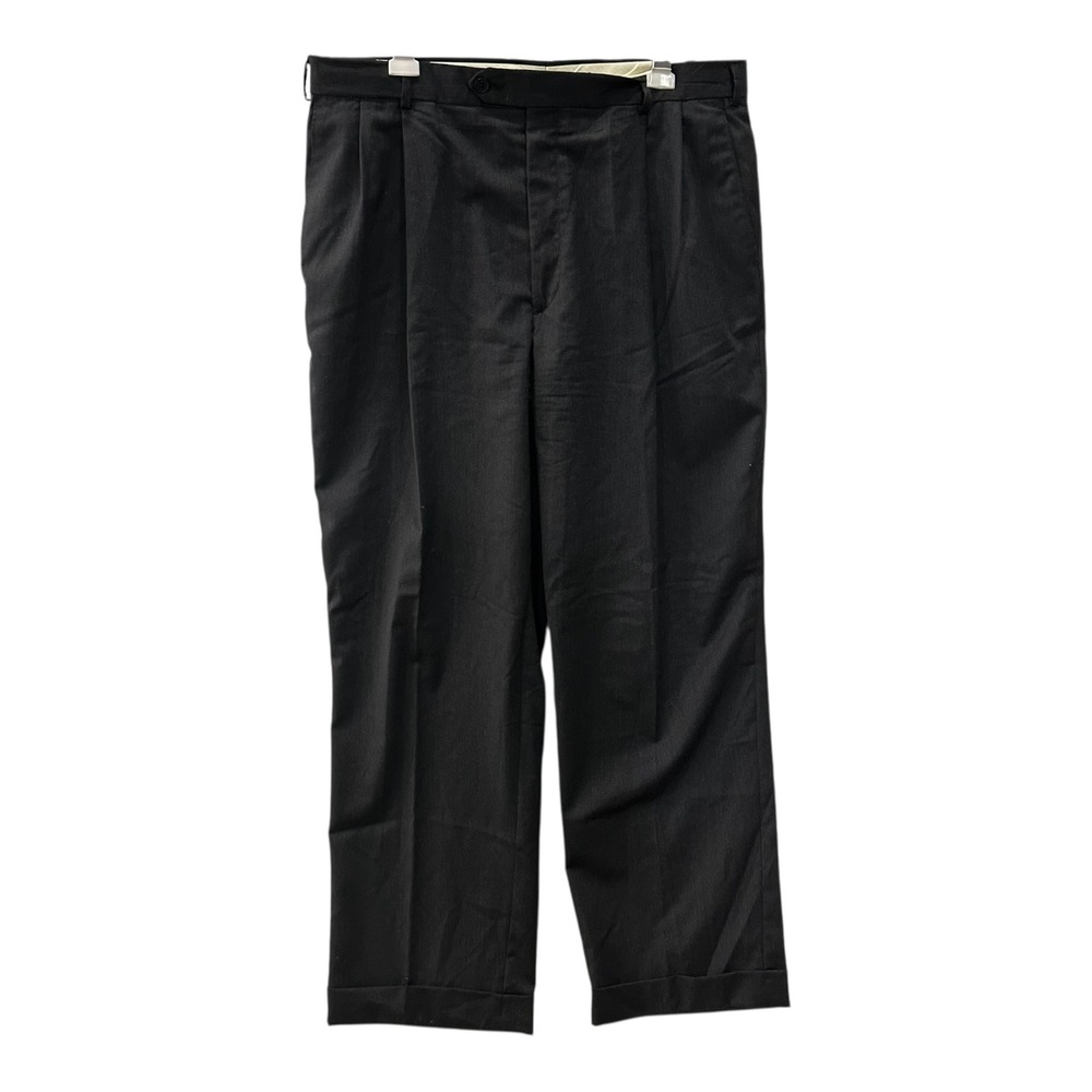 Berle Mens 38R Loro Piana Super 120s Wool Pleated Dress Pants Cuffed Black USA